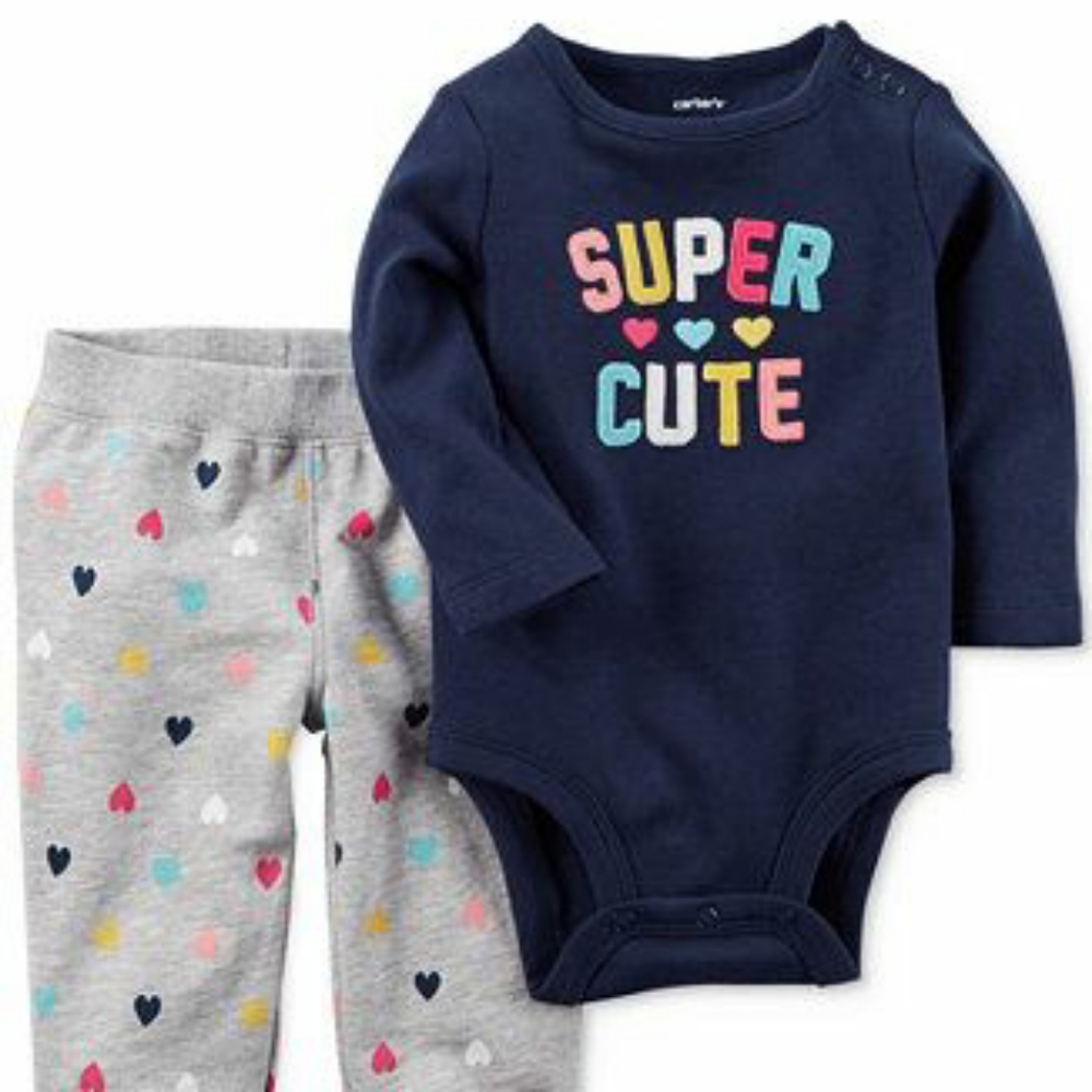 Baby Girl "Super Cute" Bodysuit & Leggings Set